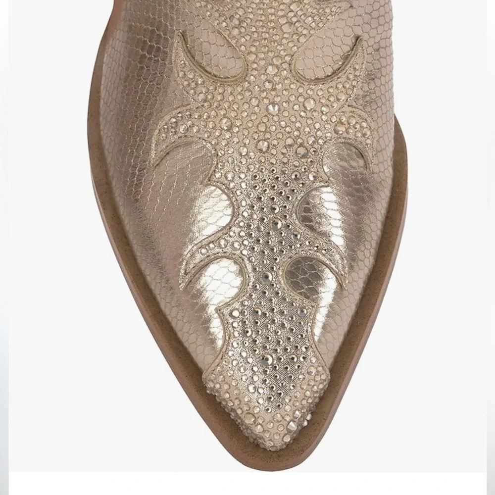 Jessica Simpson Womens Zolly Snake Print Rhinestones Booties bling boots sz 6 - Picture 4 of 12